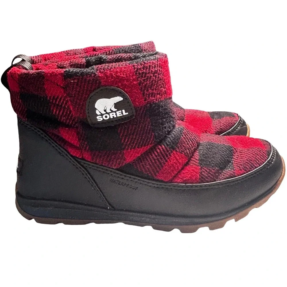 Sorel Out N About Puffy Buffalo Plaid Waterproof Ankle Boots Size 7.5 Gorpcore